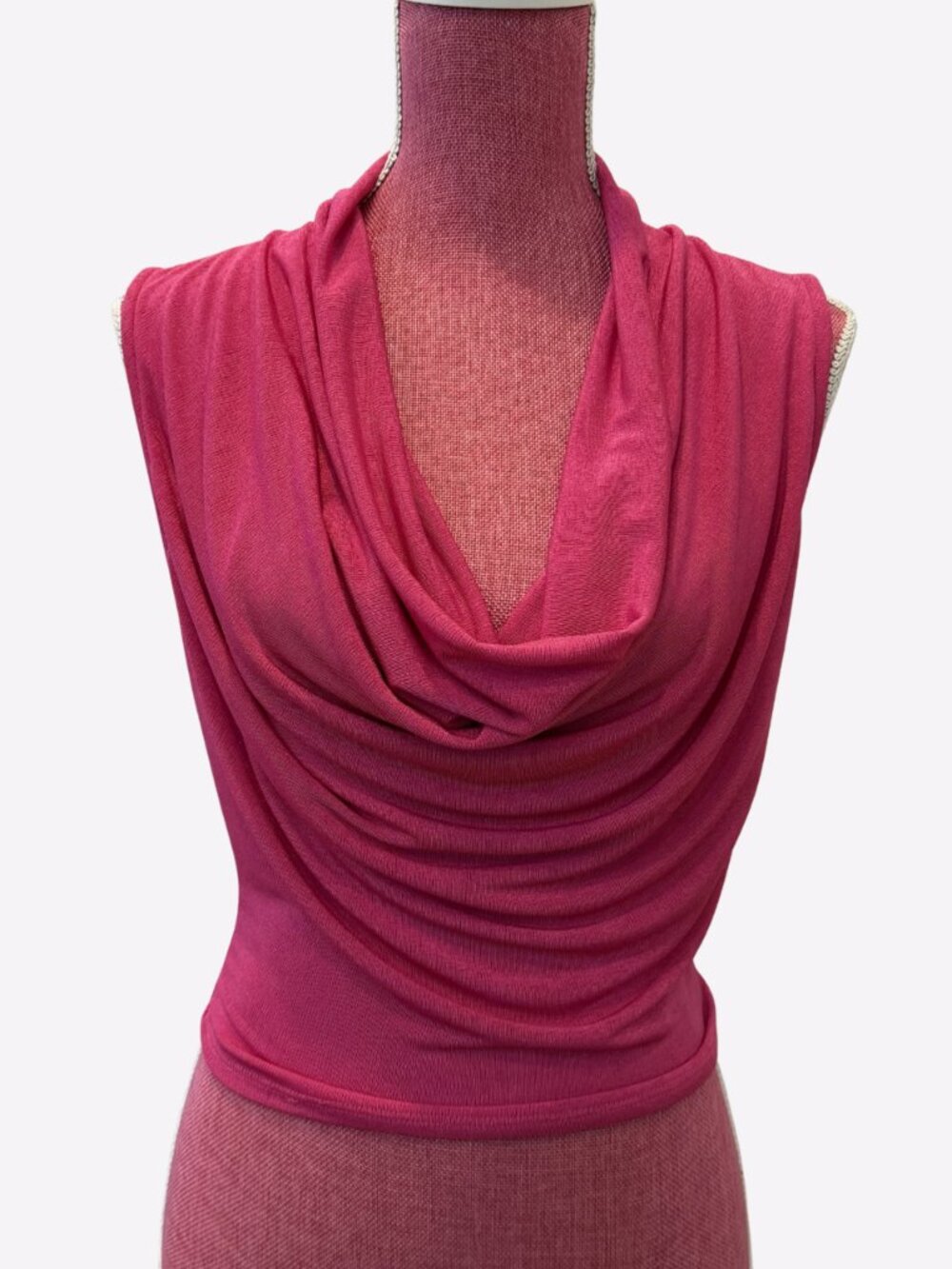 NWT Pink Cowl Neck Drape Blouse Sleeveless Womens Sz Medium Fuchsia Dor L Dor